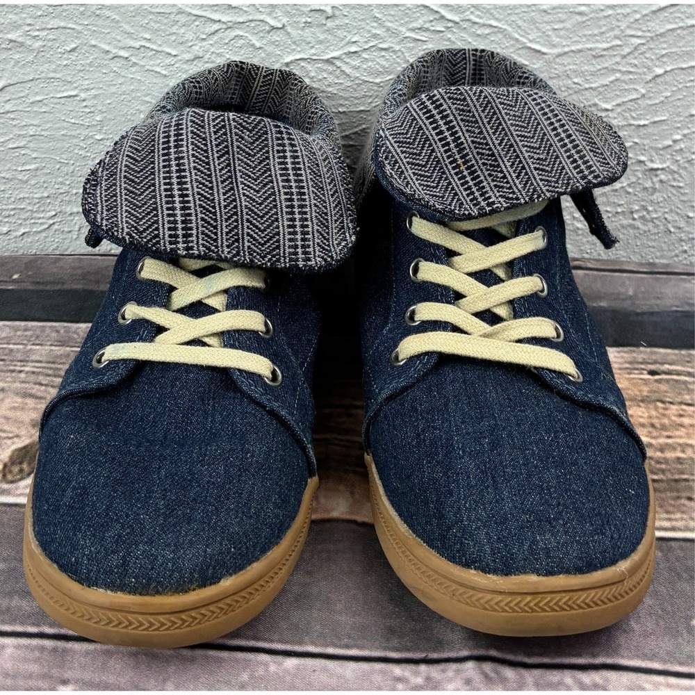 Rocket Dog Chukka Boots Womens Size 5 Blue Denim Foldover Casual Shoes